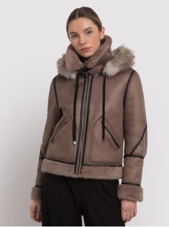 Reversible Faux Fur / Suede Short Coat - Mole (Urbancode)